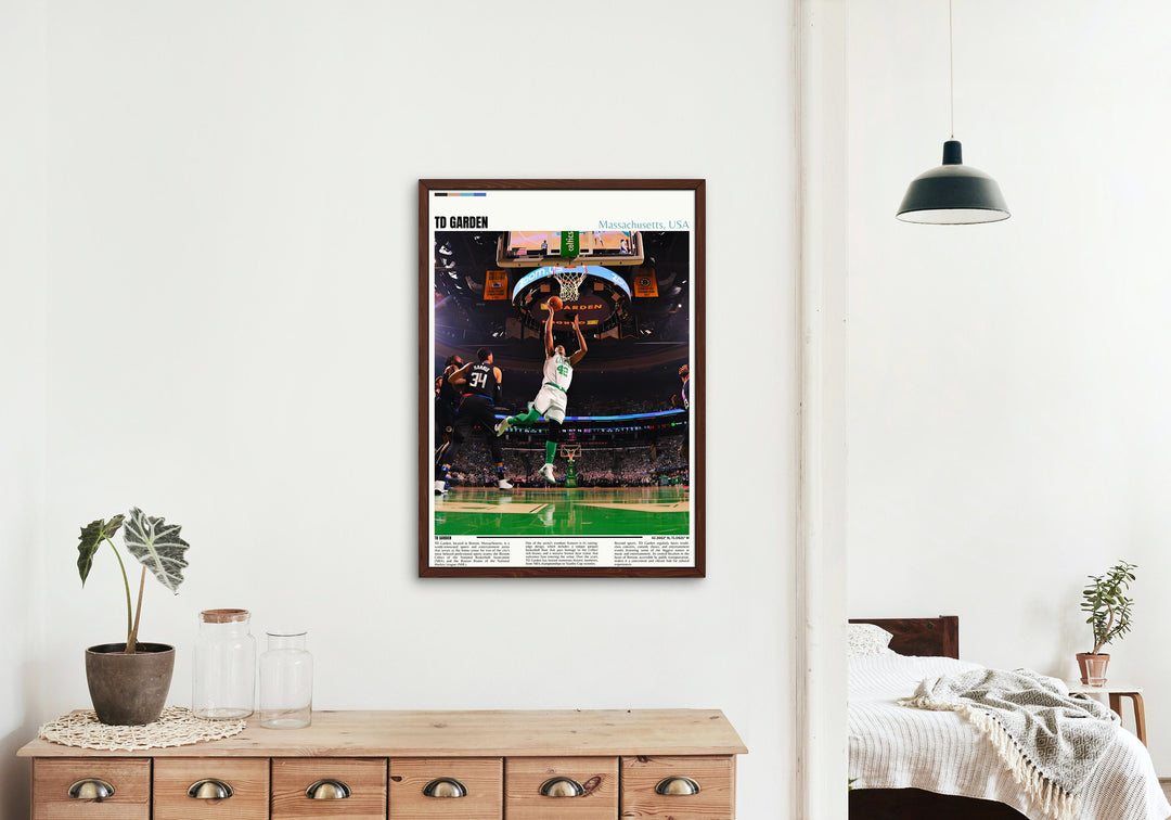 TD Garden Art Celebrating Jayson Tatum, Derrick White, and Jaylen Brown - An Exceptional Housewarming Gift for NBA Fans - Celtics Wall Decor