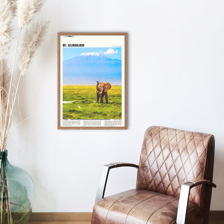 Immerse yourself in Mount Kilimanjaro&#39;s captivating beauty with this mesmerizing photo print, a breathtaking piece of art for your walls