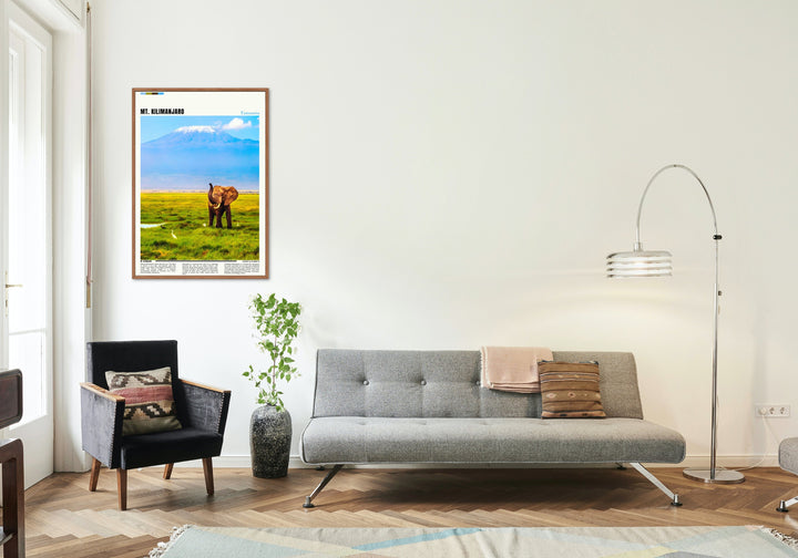 Enhance your space with a Mount Kilimanjaro poster print, a stunning representation of Africa&#39;s tallest mountain, a true centerpiece for any room