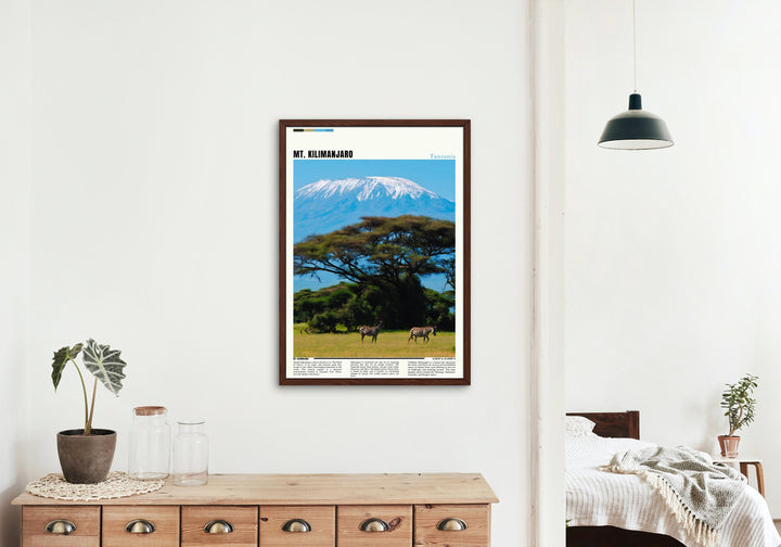 Evoke the spirit of Tanzania&#39;s breathtaking beauty with this captivating print featuring Mount Kilimanjaro, a stunning addition to your decor