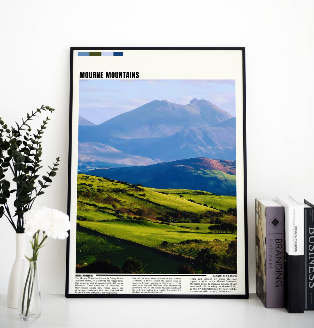 N Ireland Print: A Housewarming Gift with Belfast Frame, Tollymore Forest, County Down, and the Majestic Mourne Mountains