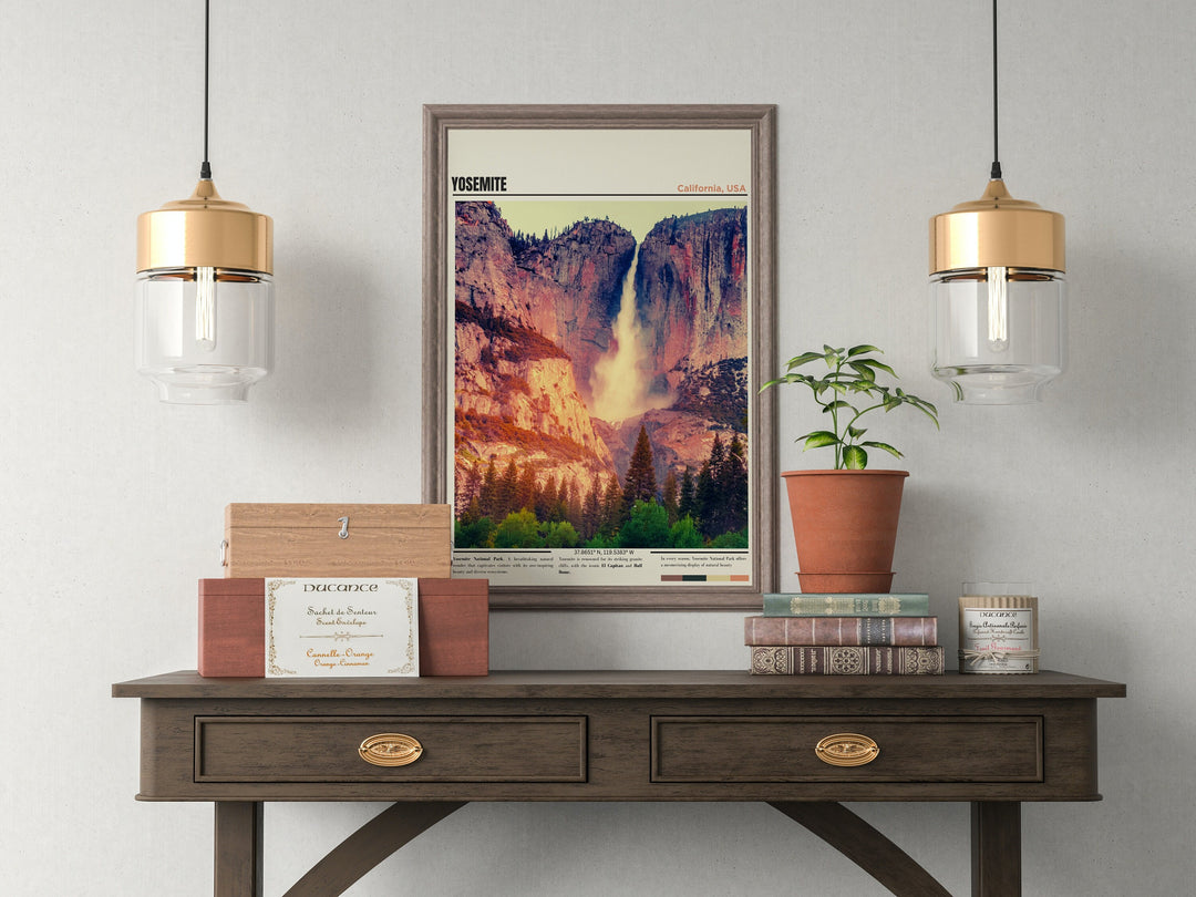 Enhance your decor with a US National Parks Poster, highlighting the natural wonder of Yosemite
