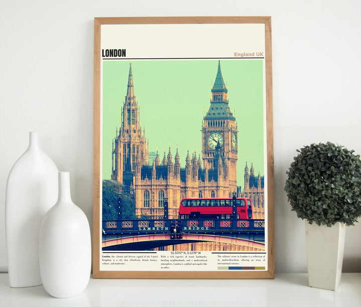 Bring London&#39;s vibrant spirit into your home with this exquisite London Wall Art, a Housewarming Gift to treasure