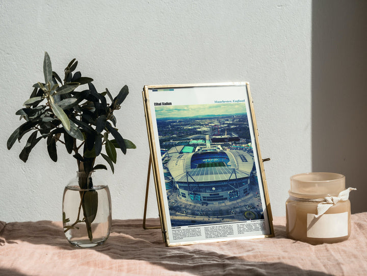 Create a football-themed haven with Etihad Stadium art print – MCFC pride