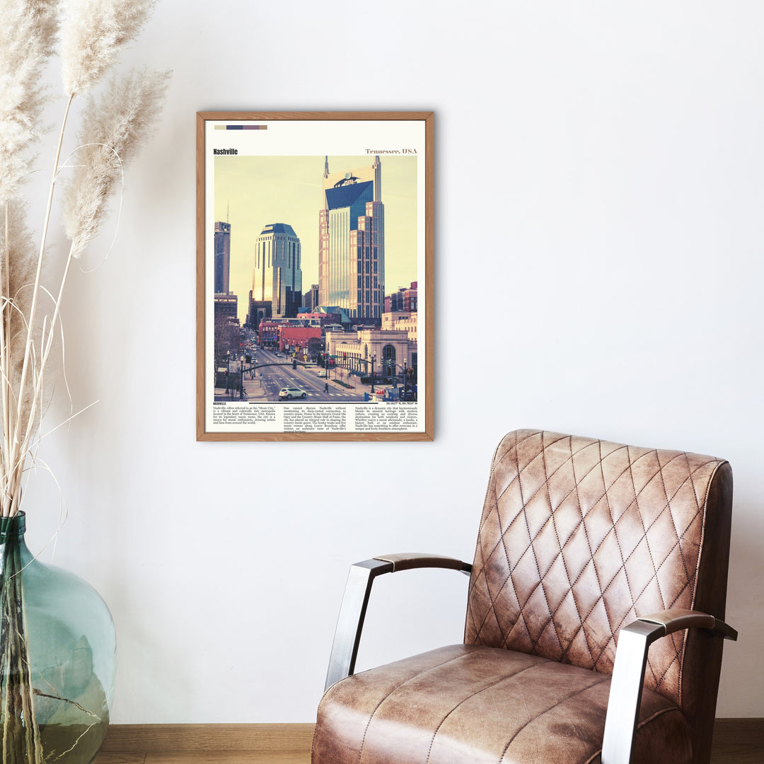 Nashville Poster - Iconic Music City Skyline Artwork. Bring the charm of Nashville, TN to your wall decor.