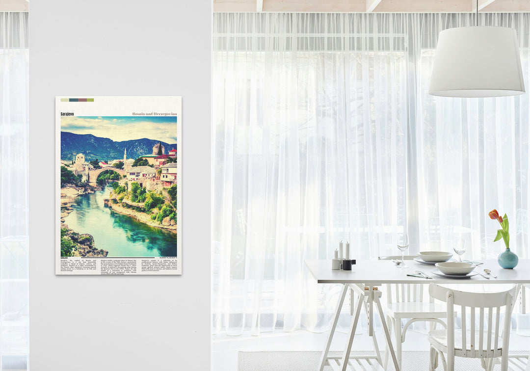 Sarajevo Wall Decor - Artistic City Poster of Sarajevo, Bosnia Herzegovina. A Perfect Housewarming Gift Idea