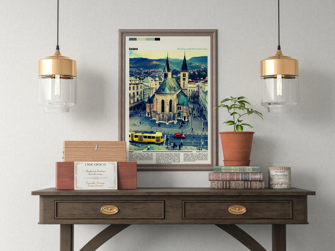 Sarajevo Poster Print - Striking Cityscape of Sarajevo, Bosnia Herzegovina. Ideal Housewarming Gift