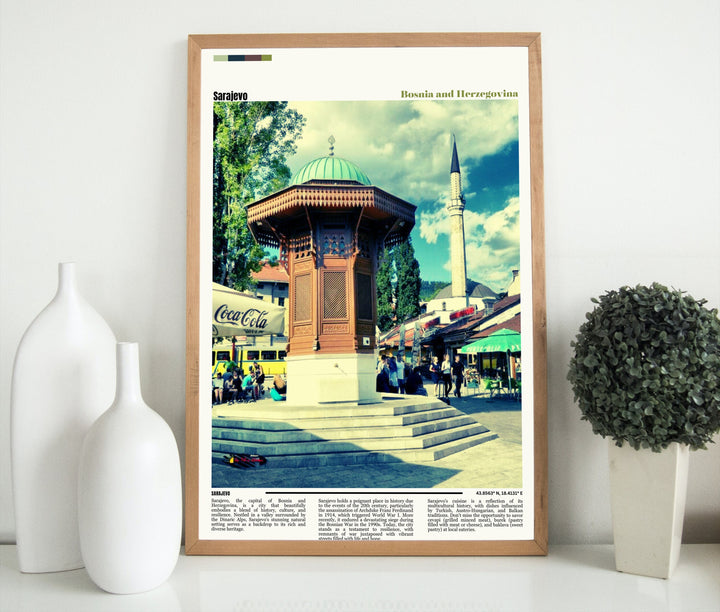 Sarajevo Wall Décor - Artistic Print of Sarajevo, Bosnia Herzegovina. Perfect Housewarming Gift