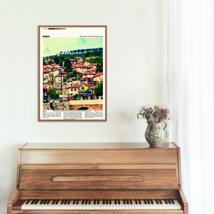 Sarajevo Wall Print Photo - Charming Cityscape of Sarajevo, Bosnia Herzegovina. Great Décor Addition