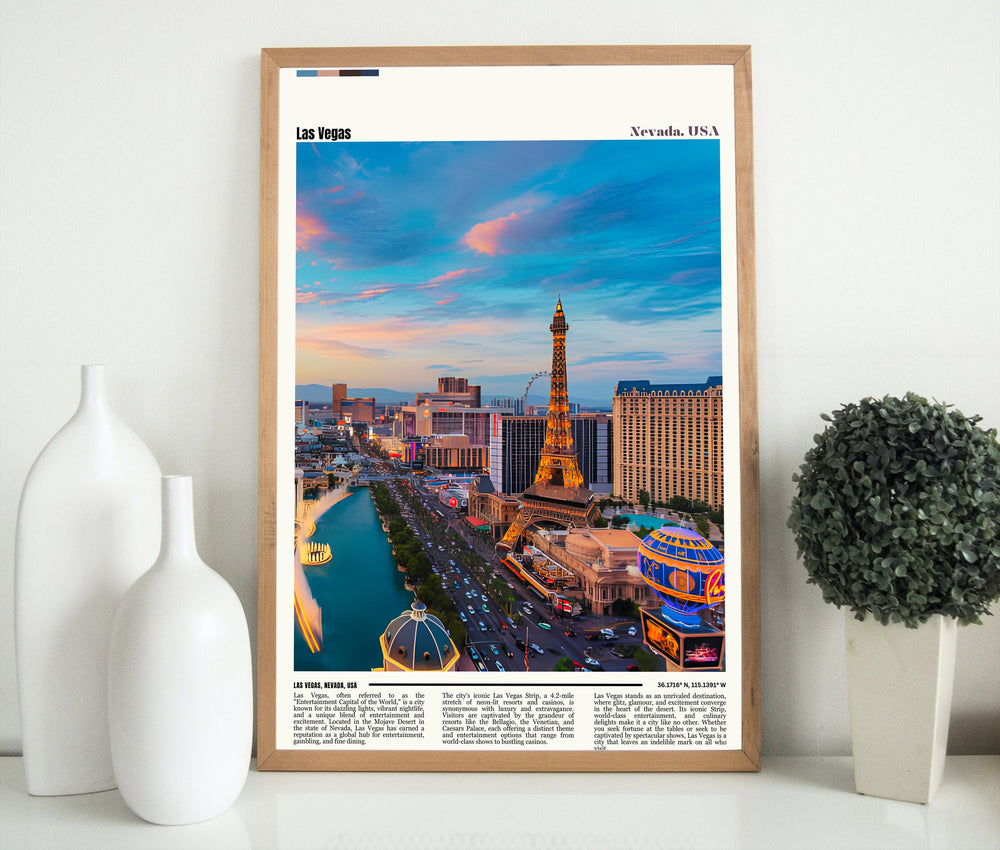 Capture the spirit of Nevada with stunning wall art. This Las Vegas-themed poster adds a touch of elegance to any decor. A perfect Nevada gift