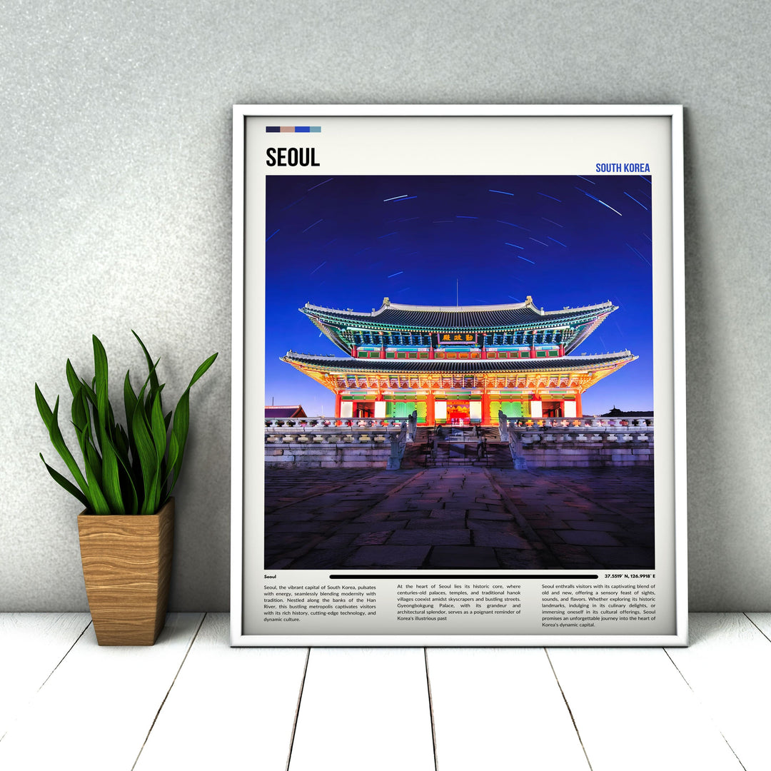 Classic Seoul South Korea print, an elegant housewarming gift showcasing timeless South Korean art