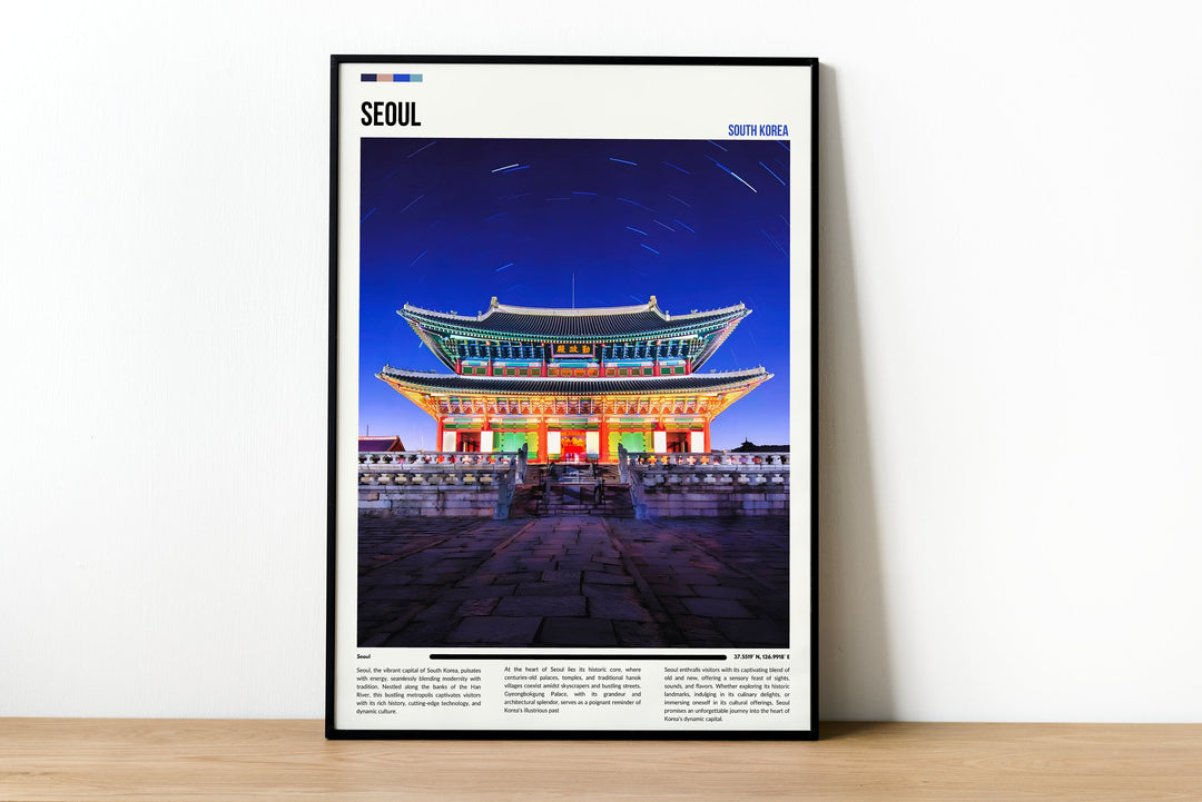 Nostalgic vintage Seoul South Korea print, an ideal housewarming gift for lovers of retro travel posters