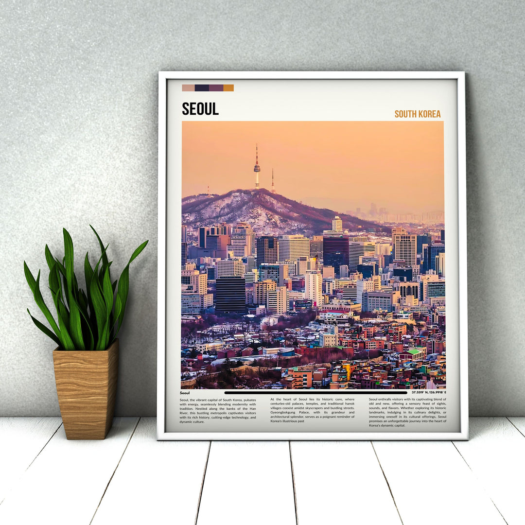 Retro-inspired Seoul Korea poster, a memorable housewarming gift capturing vintage print allure
