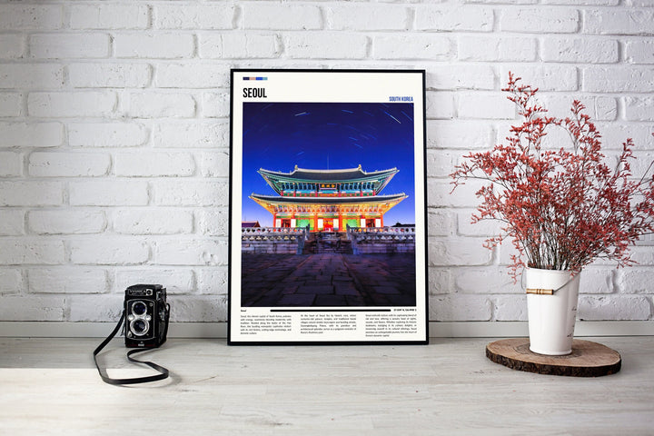 Chic vintage Seoul South Korea print, a stylish housewarming gift celebrating South Korean art and culture