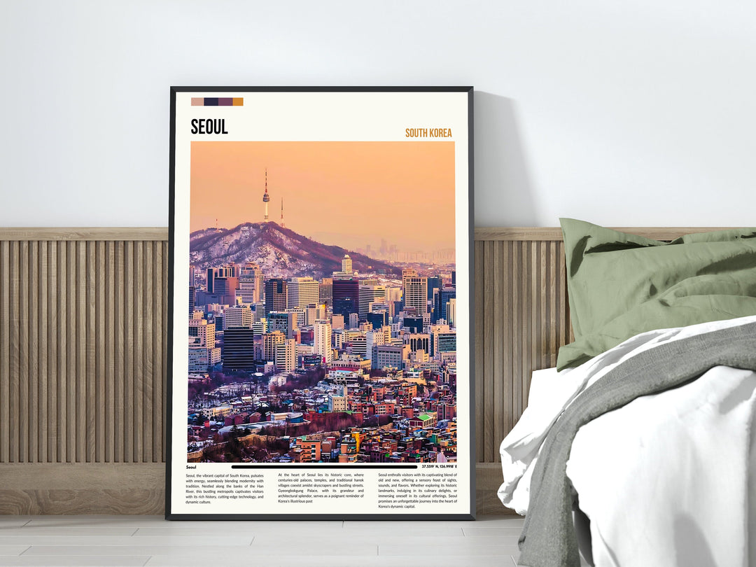 Classic Seoul South Korea travel poster, a timeless housewarming gift for vintage art enthusiasts