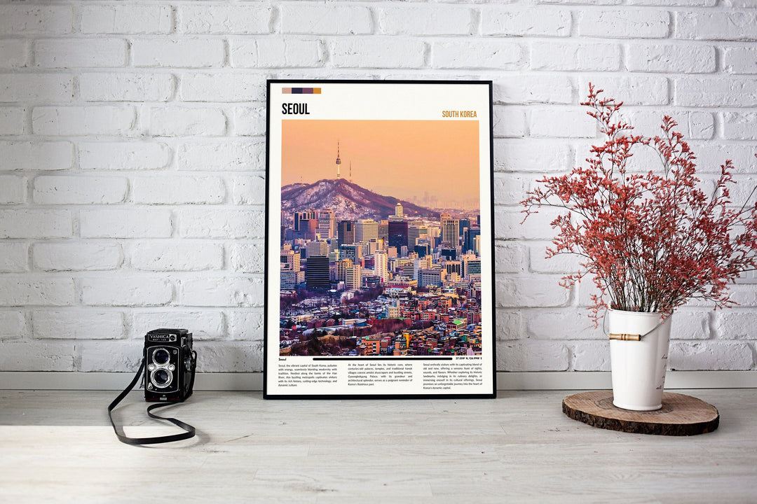Vintage Seoul South Korea print, a unique housewarming gift embodying the essence of South Korean art and culture