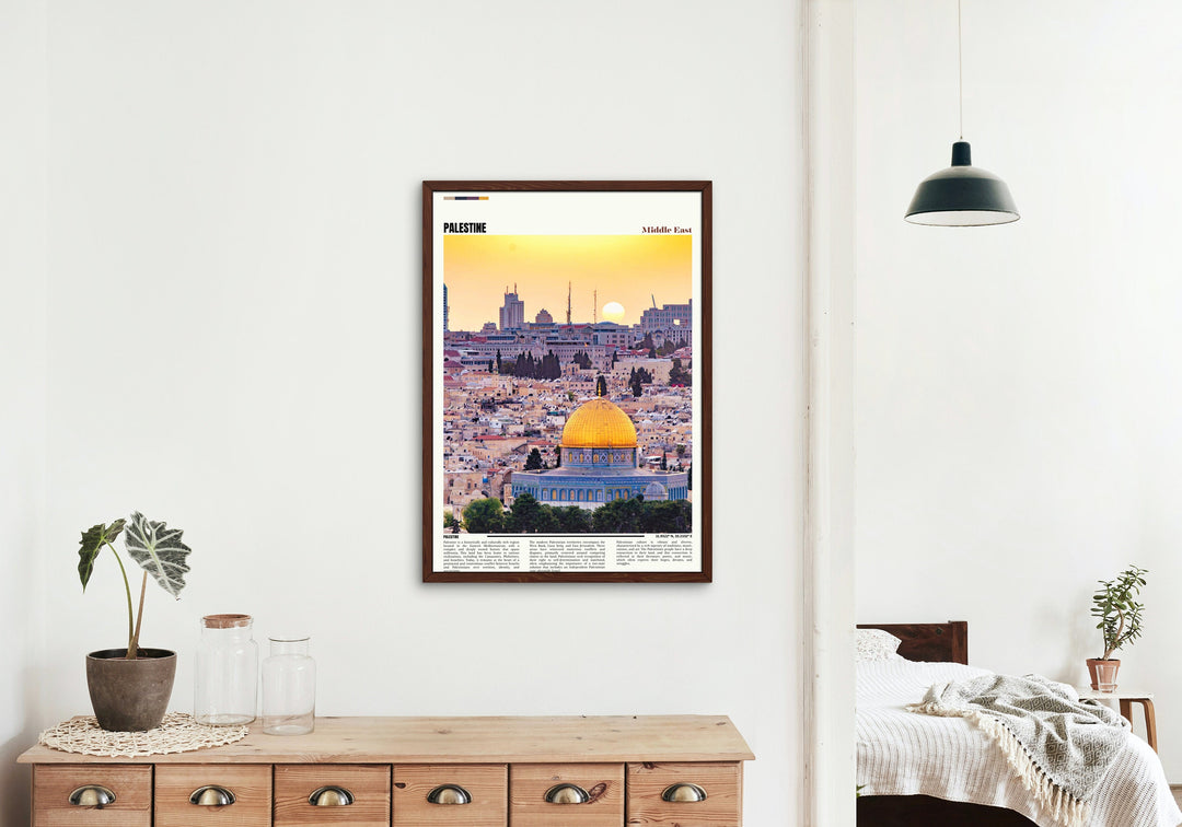 Enhance your space with a captivating Palestine Print showcasing the Wailing Wall and Dome of the Rock - an exquisite piece of Palestine art, ideal for home décor and a thoughtful housewarming gift