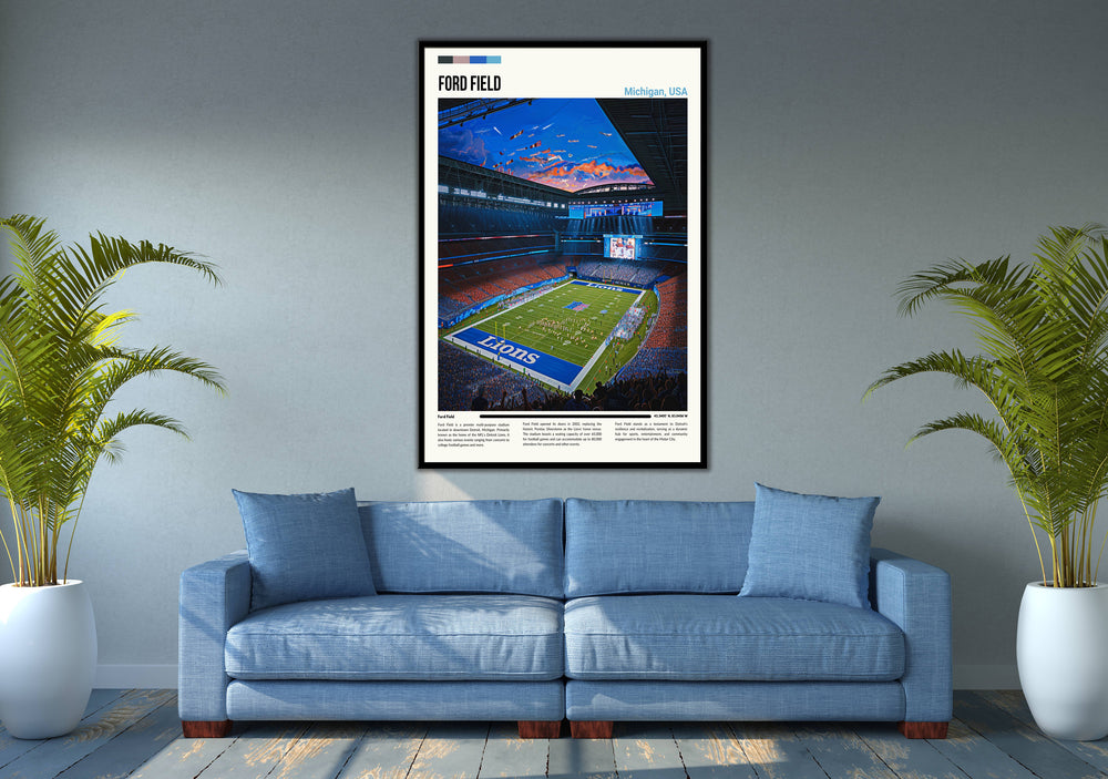 Immerse yourself in the electrifying atmosphere of NFL football with MapYourDreams' Ford Field Print collection. Each piece encapsulates the energy and passion of game day, transporting you to the heart of the action in Detroit