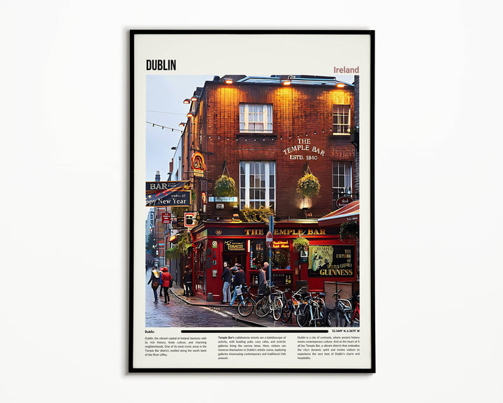 Dublin skyline print ideal for home decor or gifting Includes Temple Bar download Capture the citys essence