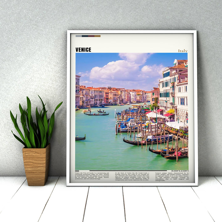 Chic Italy travel poster stylish addition to any space. Elevate your decor with the timeless beauty of Venice captured in this print