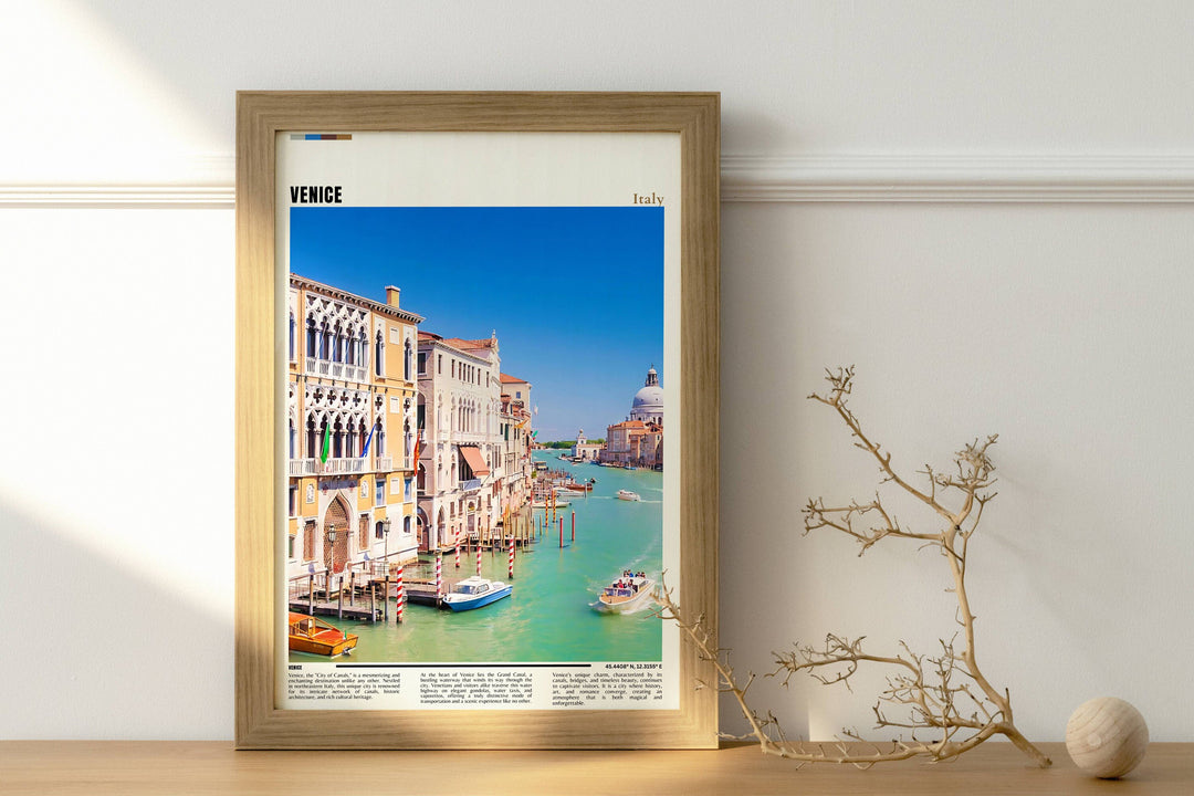 Timeless Italy travel poster stylish statement for any room. Bring the spirit of travel home with this charming Venice photography print.