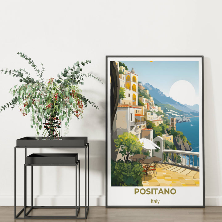 Captivating Positano poster showcasing the scenic vistas of the Amalfi Coast Transform your walls with this Italy wall art for a serene escape