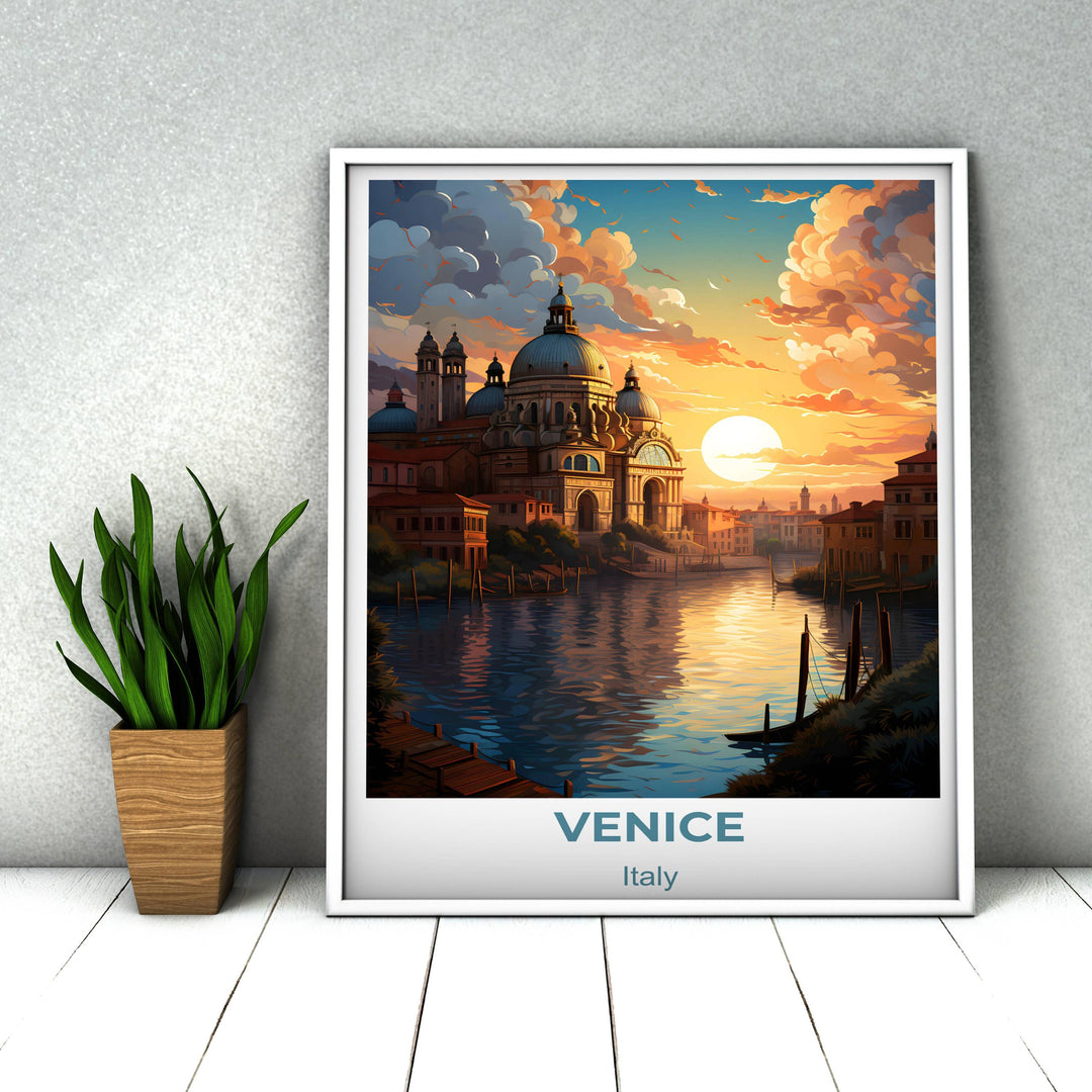 Charming Venice streetscape with colorful architecture. Enhance your space with this Italy wall art, perfect for any room or occasion.