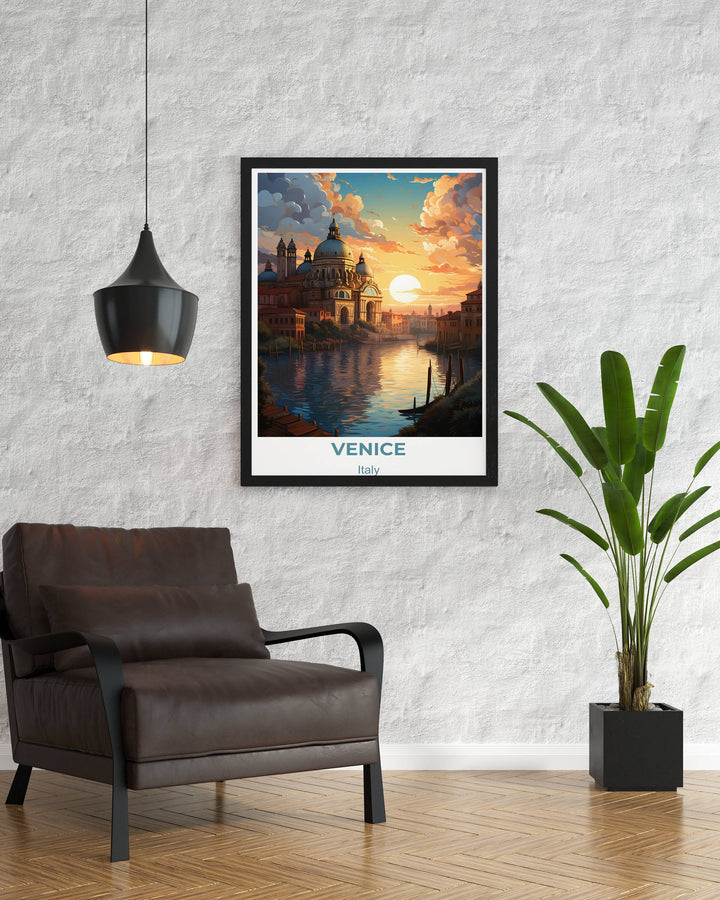 Serene Venice landscape with romantic atmosphere. Adorn your walls with this Venice wall decor, an enchanting accent for any room.
