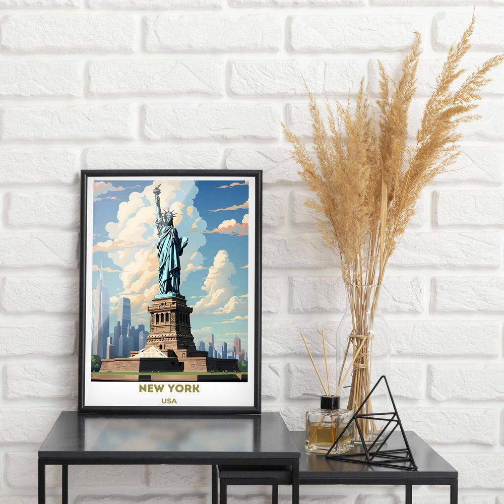 Iconic New York City print: Vintage-inspired illustration capturing the essence of Manhattan, ideal for housewarming gifts