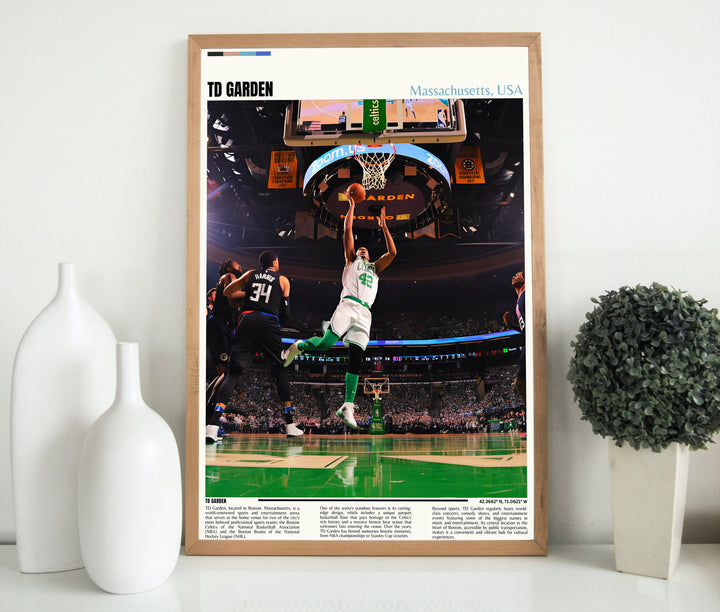 Boston Celtics and TD Garden Print - A Captivating NBA Arena Poster - Perfect Celtics Art Print for Sports Lovers and a Memorable Housewarming Gift