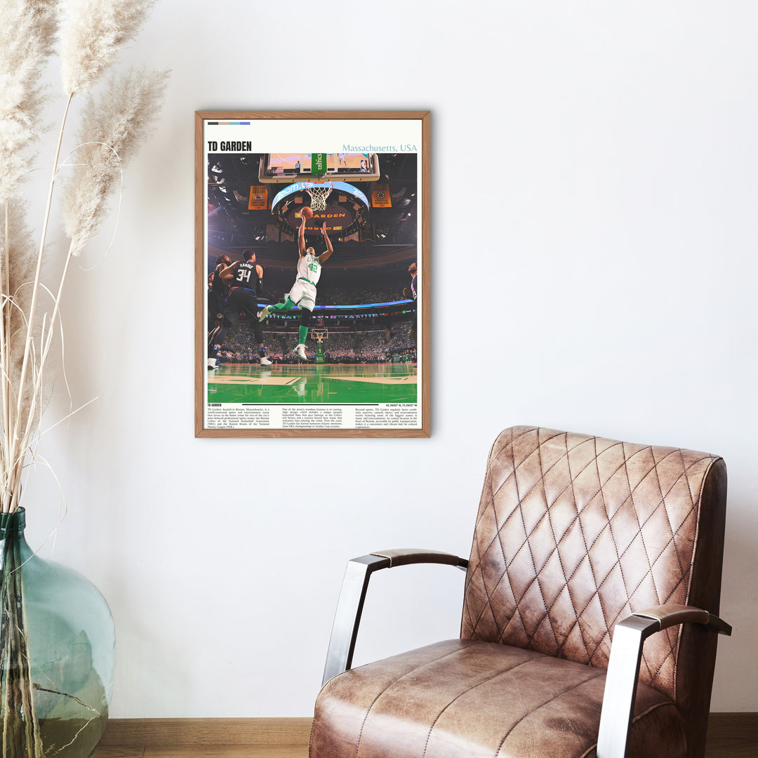 Payton Pritchard Shines in this TD Garden Print Decor - Perfect Celtics Art Print Featuring NBA Stars - A Unique Housewarming Gift for Basketball Enthusiasts
