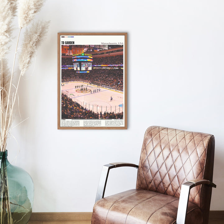 Patrice Bergeron Shines in this TD Garden Print Decor - Perfect Bruins Art Print Featuring NHL Stars - A Unique Housewarming Gift for Hockey Enthusiasts