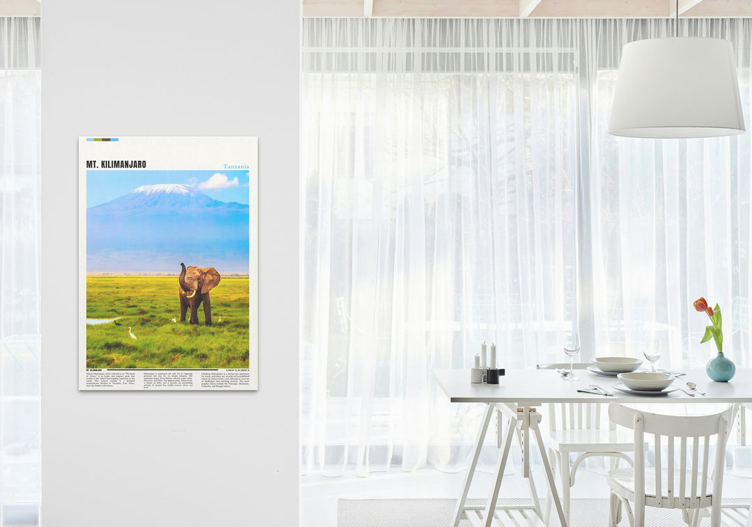 Bring the spirit of Africa to your walls with this captivating art print featuring Mount Kilimanjaro, a masterpiece of Tanzania&#39;s beauty