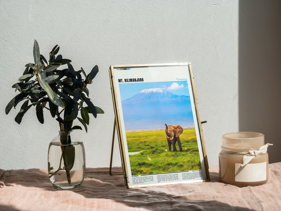 Explore the charm of Tanzania with captivating prints like this one, showcasing Mount Kilimanjaro&#39;s majestic presence in African landscapes.