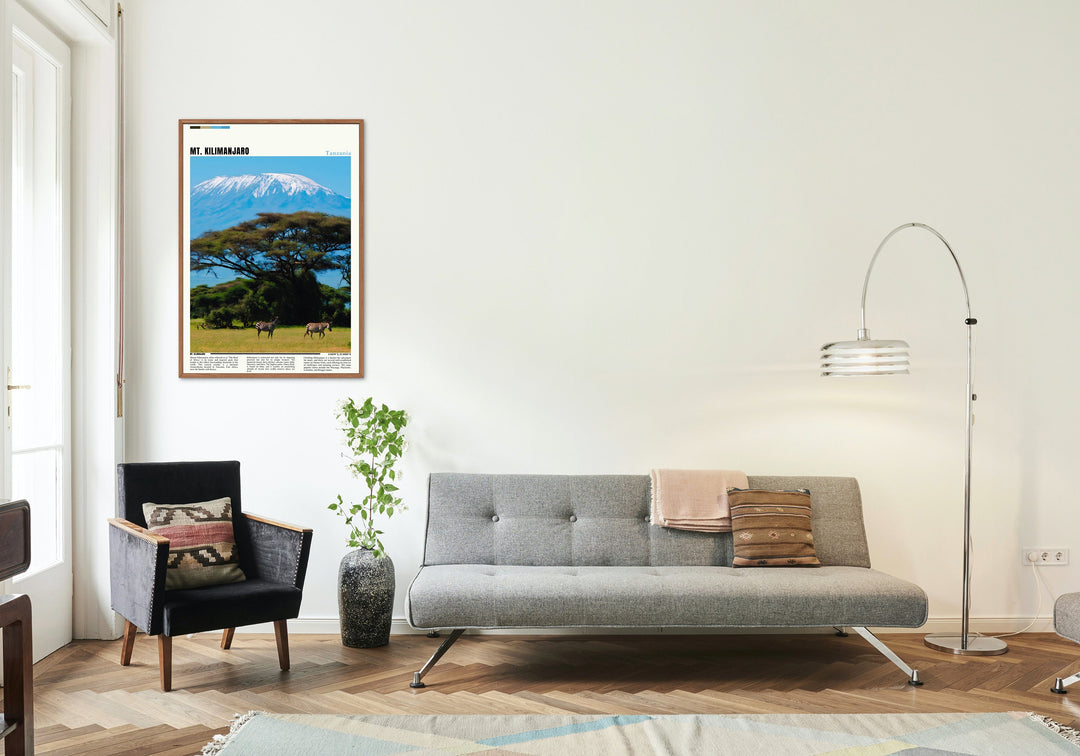 Celebrate African elegance as Mount Kilimanjaro graces your walls in this captivating art, bringing the spirit of Tanzania to your home