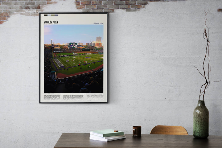 Chicago Print: Vintage Cubs Wall Art of Wrigley Field. Retro MLB Poster Perfect for Chicago Art Lovers and MLB Enthusiasts
