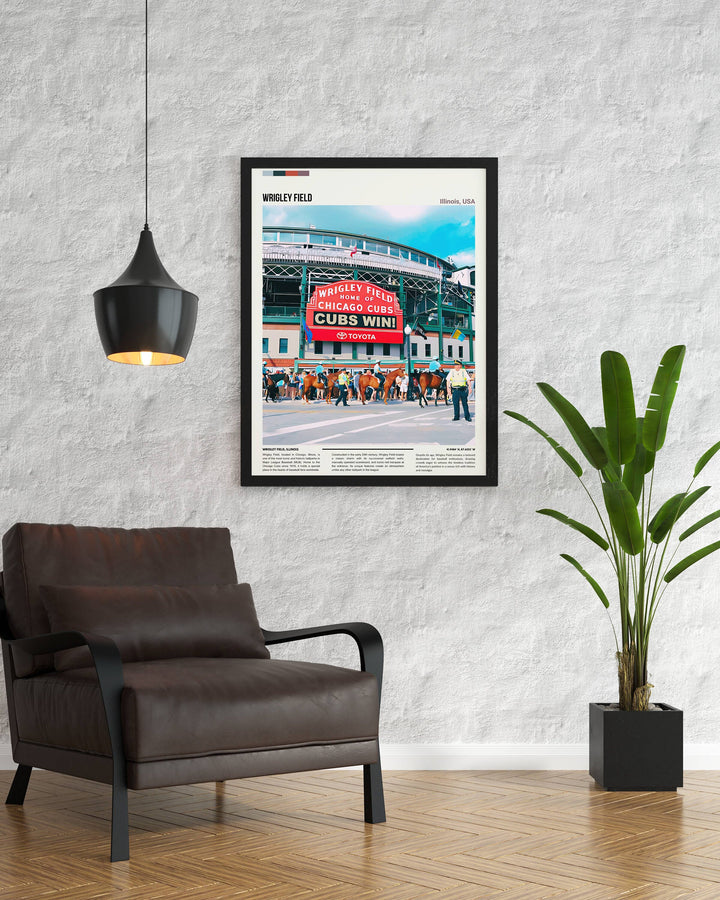 Vintage MLB Print: Retro Cubs Wall Art of Wrigley Field. Ideal MLB Poster for Chicago Cubs Fans and Vintage MLB Collectors