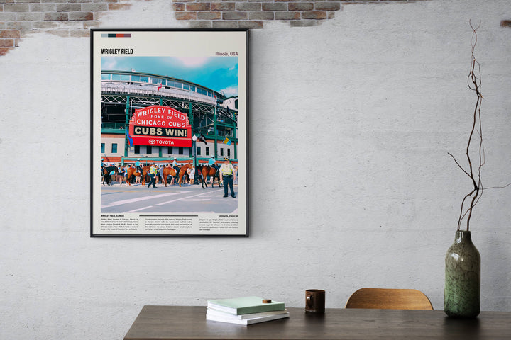 Chicago Cubs Art: Vintage MLB Print of Wrigley Field. Retro Cubs Wall Art Perfect for MLB Fans and Chicago Art Enthusiasts