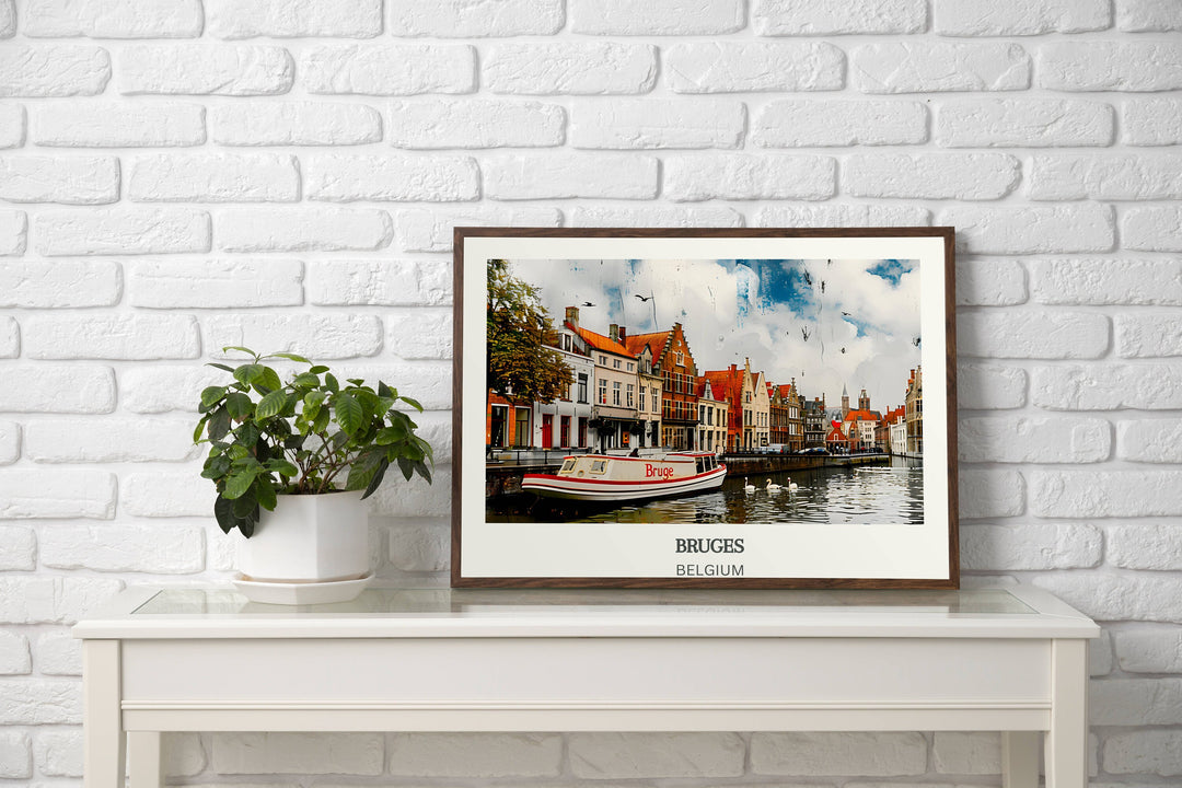 Decorate with Bruges Print Gift for a touch of European elegance. Belgium Travel Print ideal for wanderers
