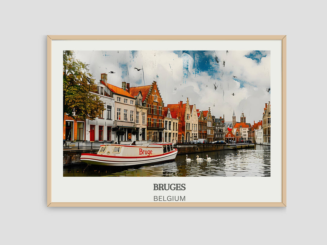 Embrace the charm of Bruges with this stunning Bruges Print. Ideal Belgium Poster for travel enthusiasts