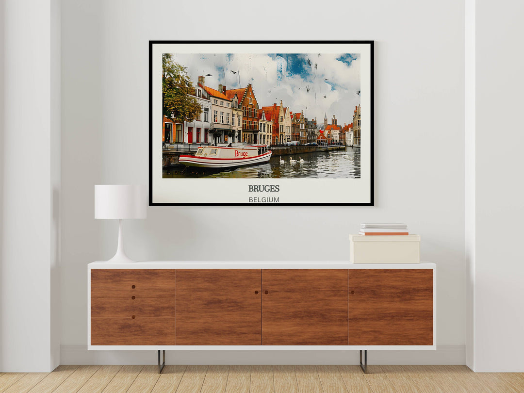 Experience the allure of Bruges with this Europe City Poster. Belgium Travel Print for wanderlust.