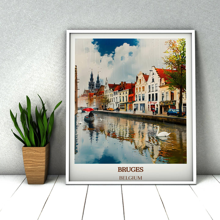 Capture the essence of Belgium with this Bruges Print Gift. Ideal housewarming gift for adventurers