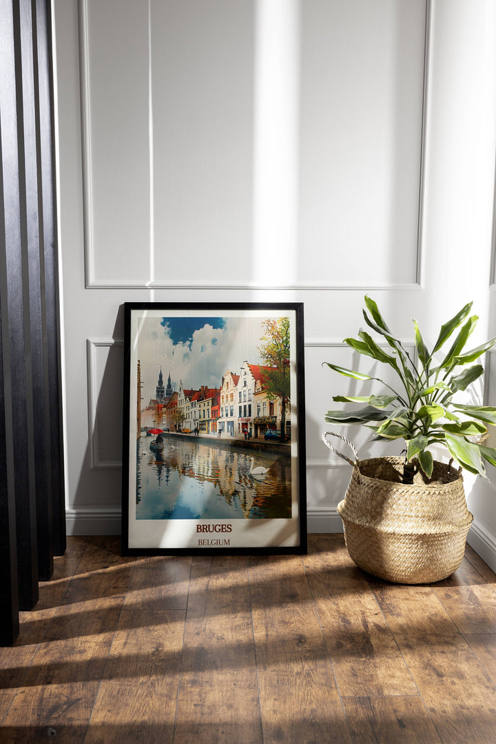 Infuse your space with European charm using this Bruges Travel Print. Ideal housewarming gift