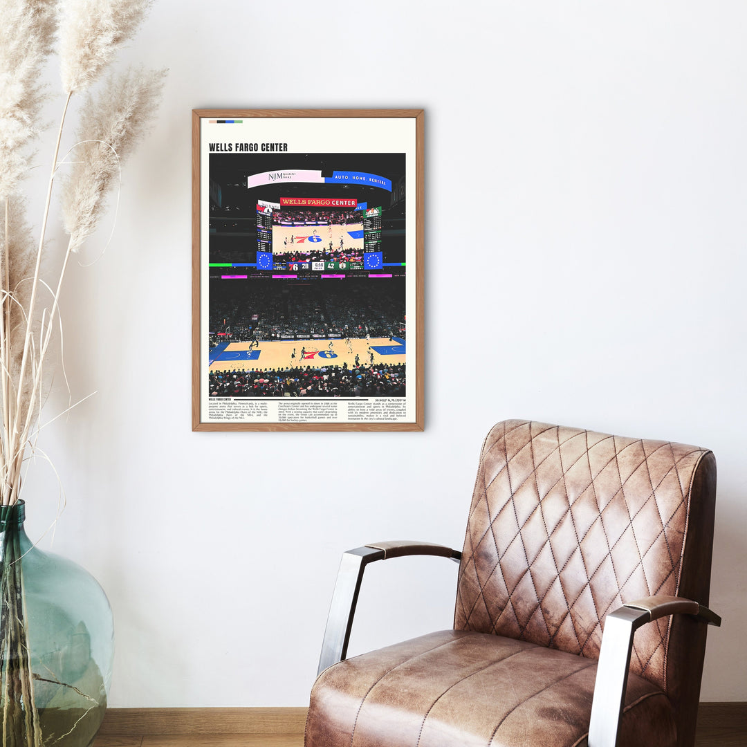 a picture of a basketball game on a wall
