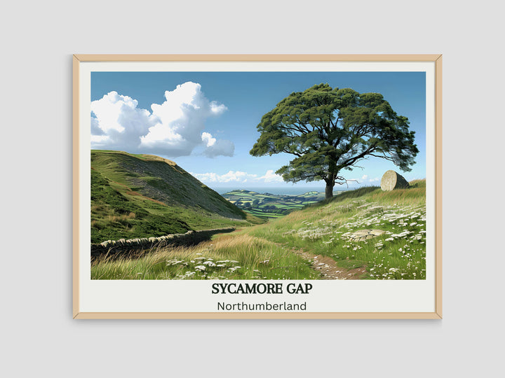 Scenic Sycamore Gap: A Northumberland masterpiece, perfect for housewarming gifts and adorning any space with the charm of the English coast