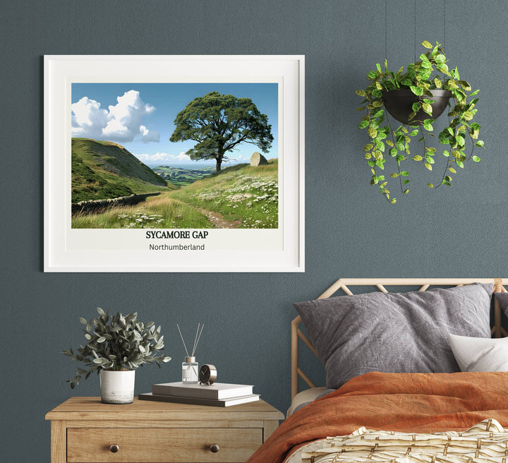 Sycamore Gap Serenity: Embrace the tranquility of Northumberland&#39;s coast with this stunning print, an excellent choice for housewarming presents