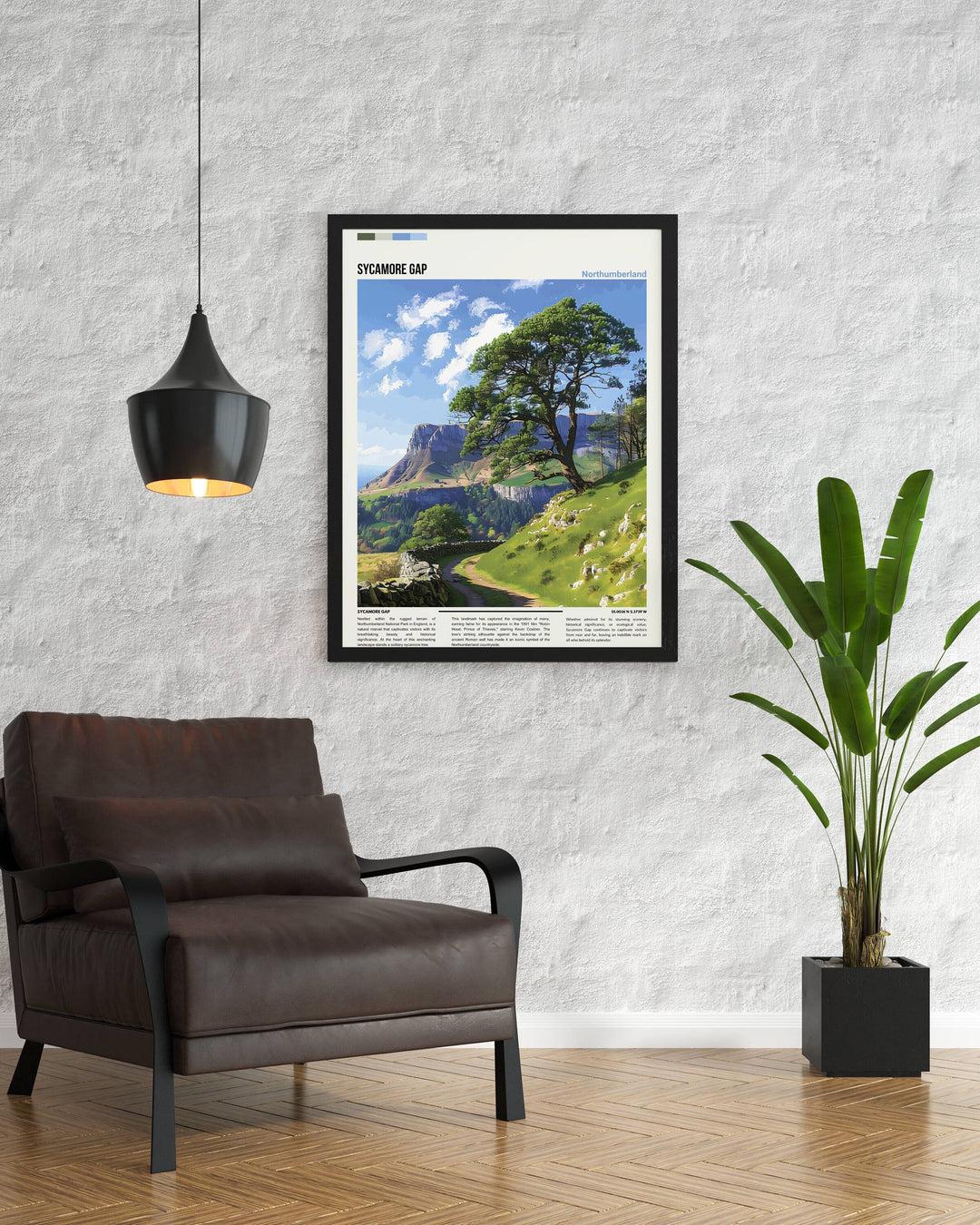 Northumberland Inspiration: Celebrate new beginnings with this Sycamore Gap art, a stunning housewarming gift capturing the essence of the English countryside