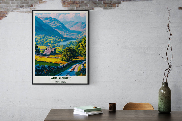Inviting UK Travel Print capturing the allure of the Lake District, perfect for reminiscing about scenic English adventures at home