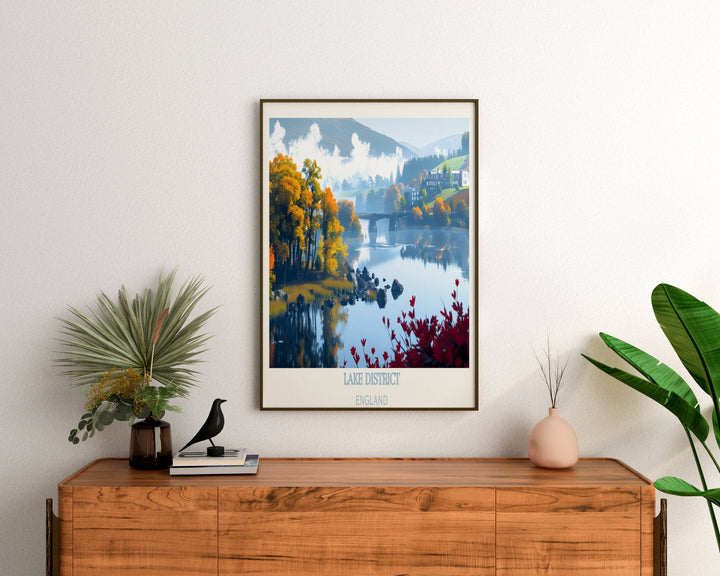 Scenic Lake District Travel Poster showcasing the beauty of rural England, perfect for adding a touch of charm to your living space