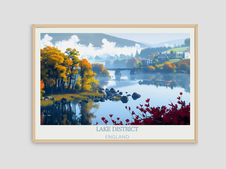 Mesmerizing UK Travel Print showcasing the picturesque beauty of the Lake District, perfect for inspiring your next English adventure